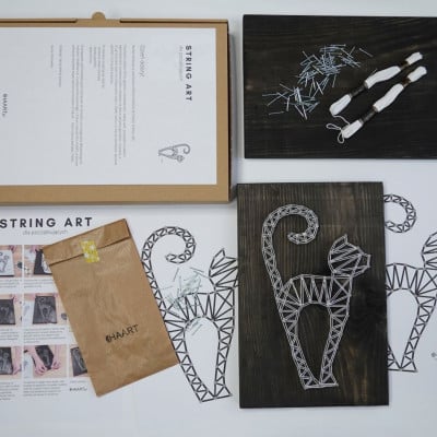 zestaw string art kot